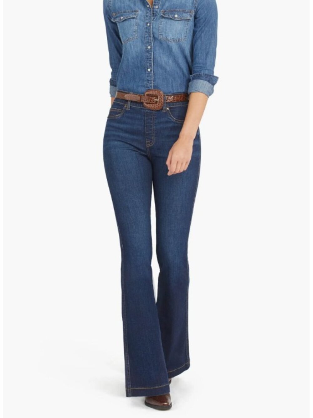 Spanx Flare Jeans Pull On Tummy Control Midnight Shade Sz 2X